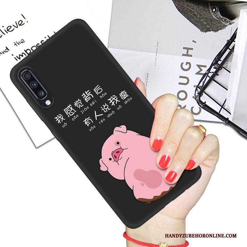 Hülle Samsung Galaxy A70 Weiche Persönlichkeit Handyhüllen, Case Samsung Galaxy A70 Karikatur Schwarz Netto Rot