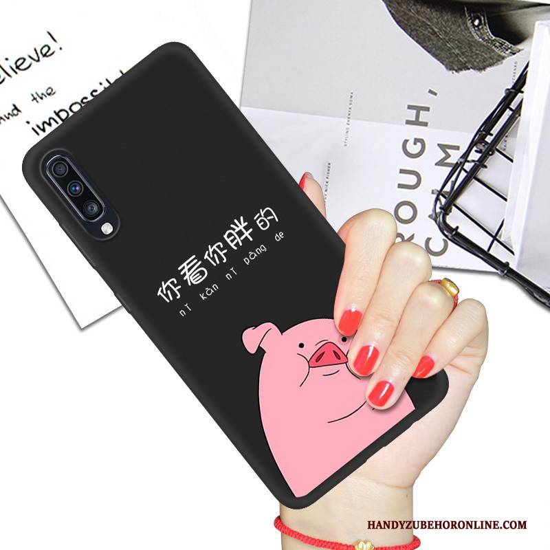 Hülle Samsung Galaxy A70 Weiche Persönlichkeit Handyhüllen, Case Samsung Galaxy A70 Karikatur Schwarz Netto Rot
