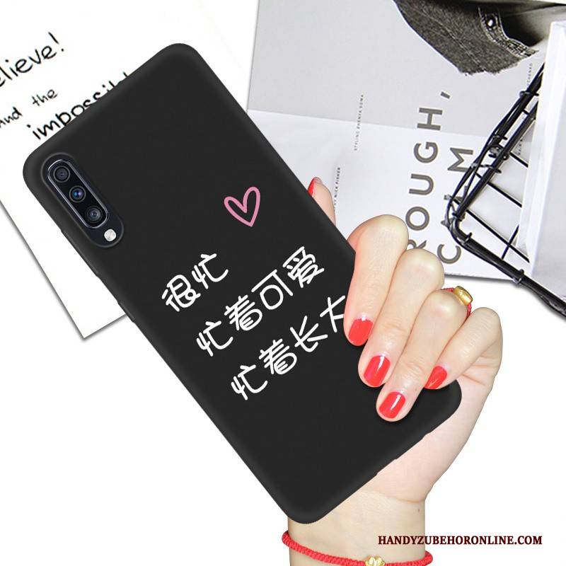 Hülle Samsung Galaxy A70 Weiche Persönlichkeit Handyhüllen, Case Samsung Galaxy A70 Karikatur Schwarz Netto Rot