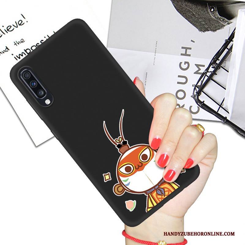 Hülle Samsung Galaxy A70 Weiche Persönlichkeit Handyhüllen, Case Samsung Galaxy A70 Karikatur Schwarz Netto Rot