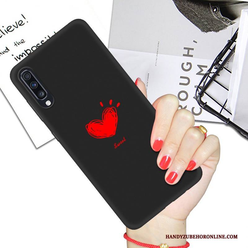 Hülle Samsung Galaxy A70 Weiche Persönlichkeit Handyhüllen, Case Samsung Galaxy A70 Karikatur Schwarz Netto Rot