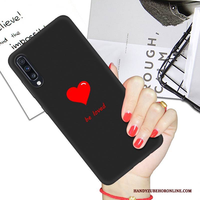 Hülle Samsung Galaxy A70 Weiche Persönlichkeit Handyhüllen, Case Samsung Galaxy A70 Karikatur Schwarz Netto Rot