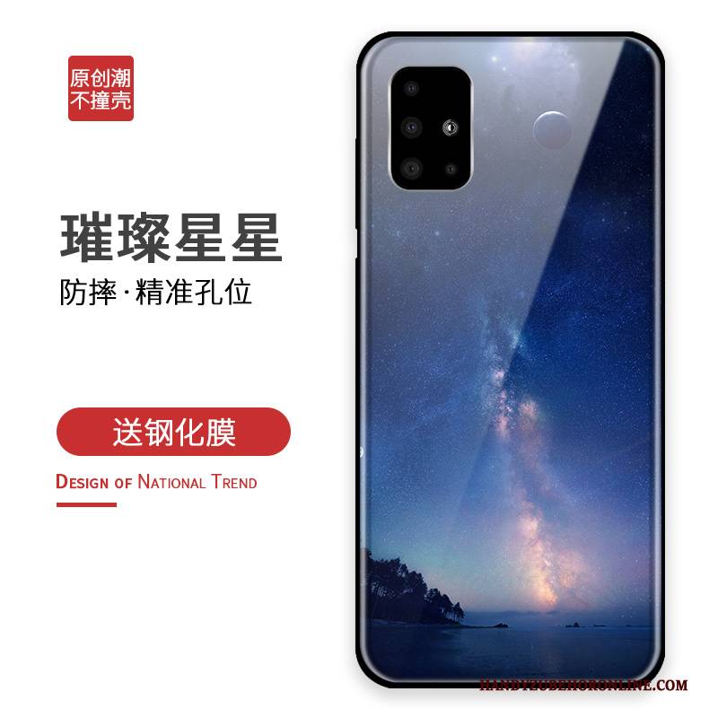 Hülle Samsung Galaxy A71 Schutz Anti-sturz Blau, Case Samsung Galaxy A71 Silikon Persönlichkeit Glas