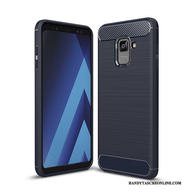 Hülle Samsung Galaxy A8+ Taschen Anti-sturz Rot, Case Samsung Galaxy A8+ Weiche Handyhüllen Faser