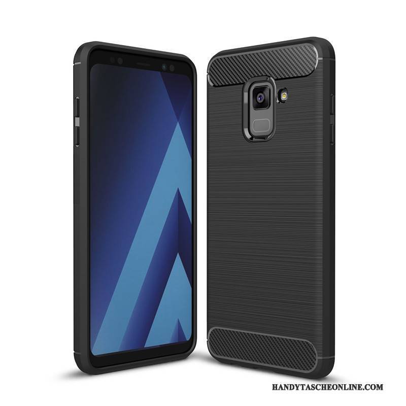 Hülle Samsung Galaxy A8+ Taschen Anti-sturz Rot, Case Samsung Galaxy A8+ Weiche Handyhüllen Faser