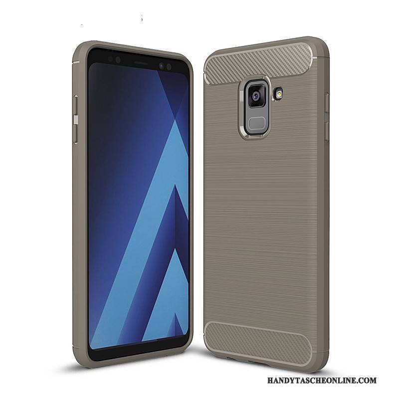 Hülle Samsung Galaxy A8+ Taschen Anti-sturz Rot, Case Samsung Galaxy A8+ Weiche Handyhüllen Faser