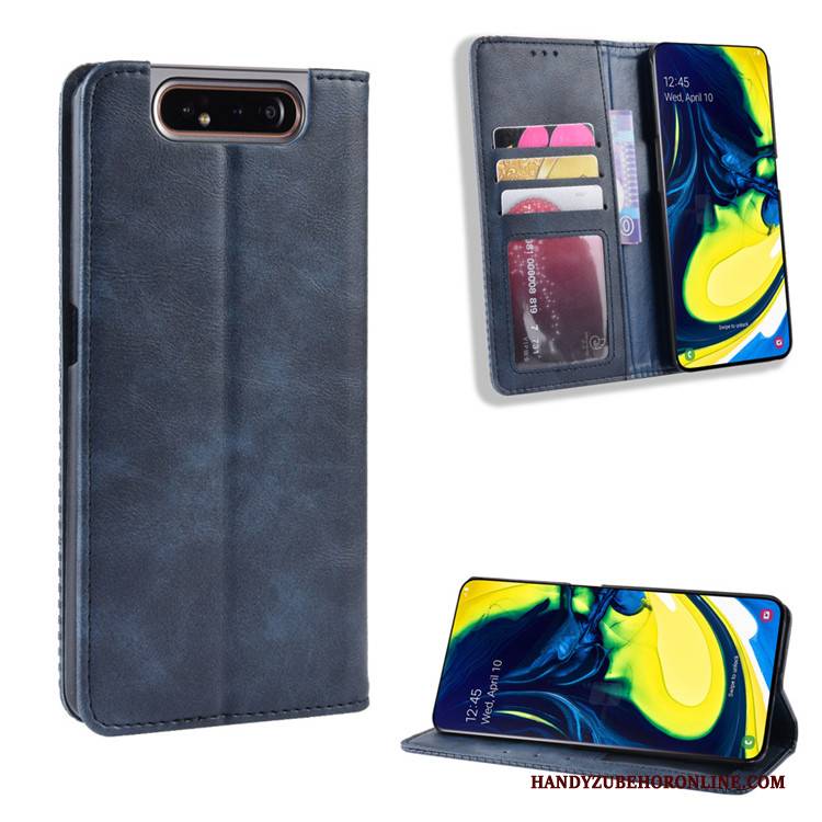 Hülle Samsung Galaxy A80 Lederhülle Magnetschließe Rot, Case Samsung Galaxy A80 Geldbörse