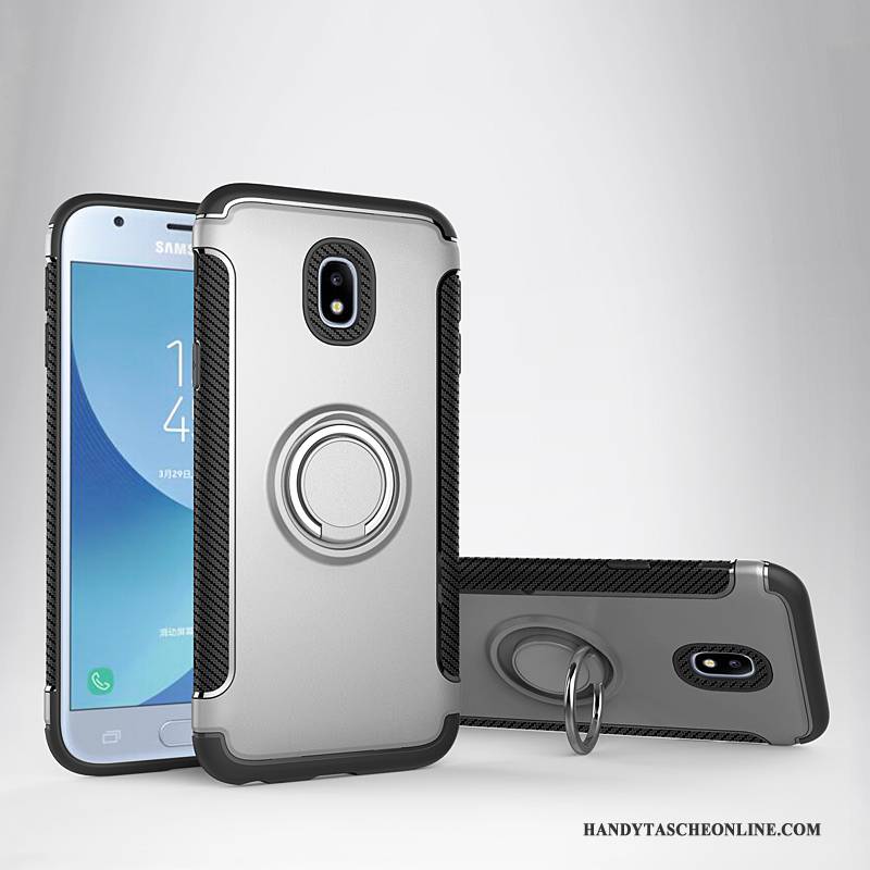 Hülle Samsung Galaxy J3 2017 Lederhülle An Bord Anti-sturz, Case Samsung Galaxy J3 2017 Halterung Magnetismus Gold