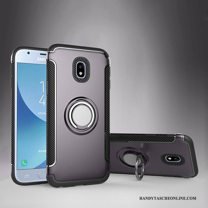 Hülle Samsung Galaxy J3 2017 Lederhülle An Bord Anti-sturz, Case Samsung Galaxy J3 2017 Halterung Magnetismus Gold