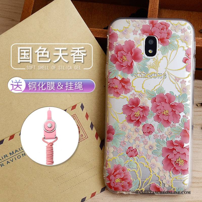 Hülle Samsung Galaxy J3 2017 Prägung Anti-sturz Handyhüllen, Case Samsung Galaxy J3 2017 Schutz Rosa