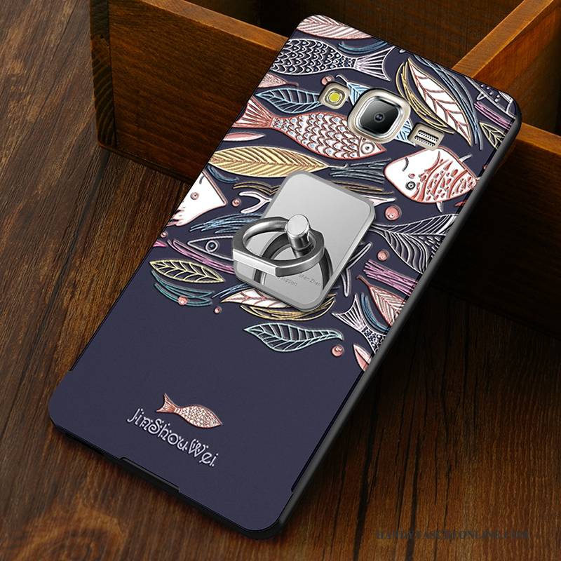 Hülle Samsung Galaxy J5 2015 Prägung Anti-sturz Handyhüllen, Case Samsung Galaxy J5 2015 Schutz Schwer Schwarz