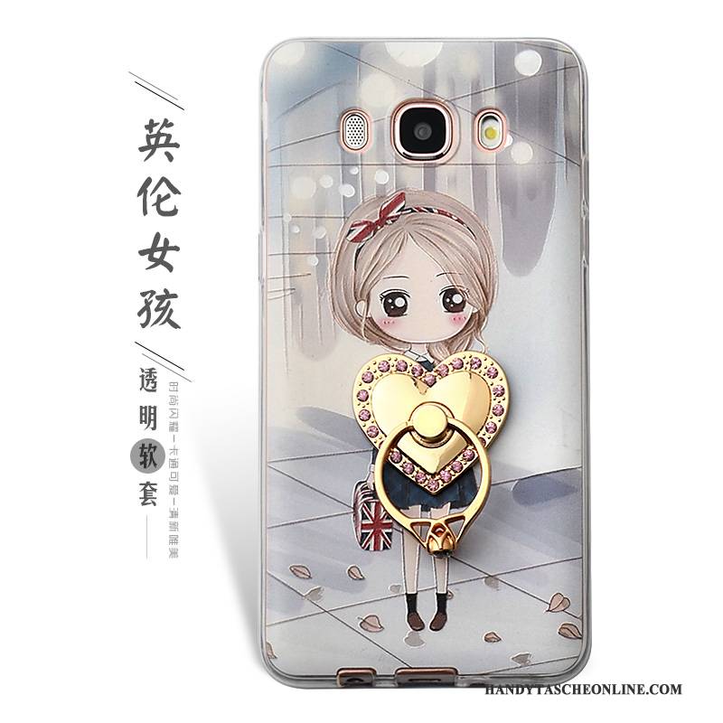 Hülle Samsung Galaxy J5 2016 Prägung Ring Grün, Case Samsung Galaxy J5 2016 Halterung Handyhüllen