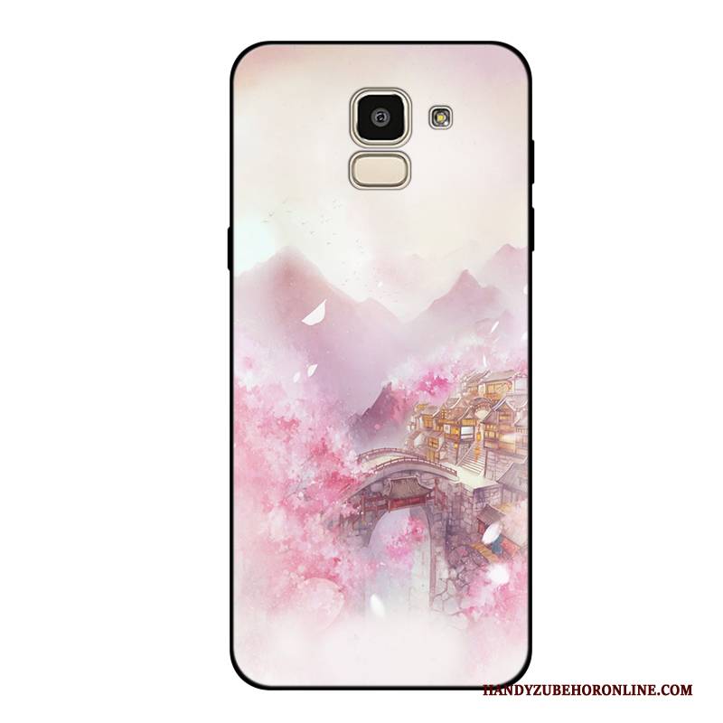 Hülle Samsung Galaxy J6 Taschen Frisch Rosa, Case Samsung Galaxy J6 Silikon Handyhüllen Anti-sturz