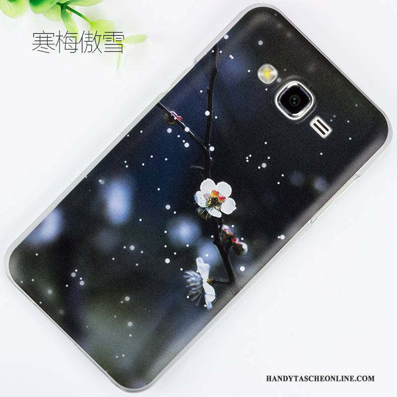 Hülle Samsung Galaxy J7 2015 Gemalt Handyhüllen Blau, Case Samsung Galaxy J7 2015 Schutz