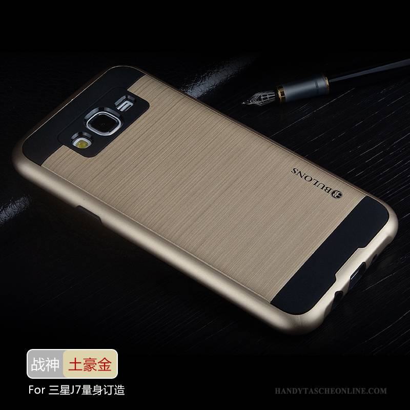 Hülle Samsung Galaxy J7 2015 Schutz Persönlichkeit Dunkelgrün, Case Samsung Galaxy J7 2015 Taschen Handyhüllen Anti-sturz