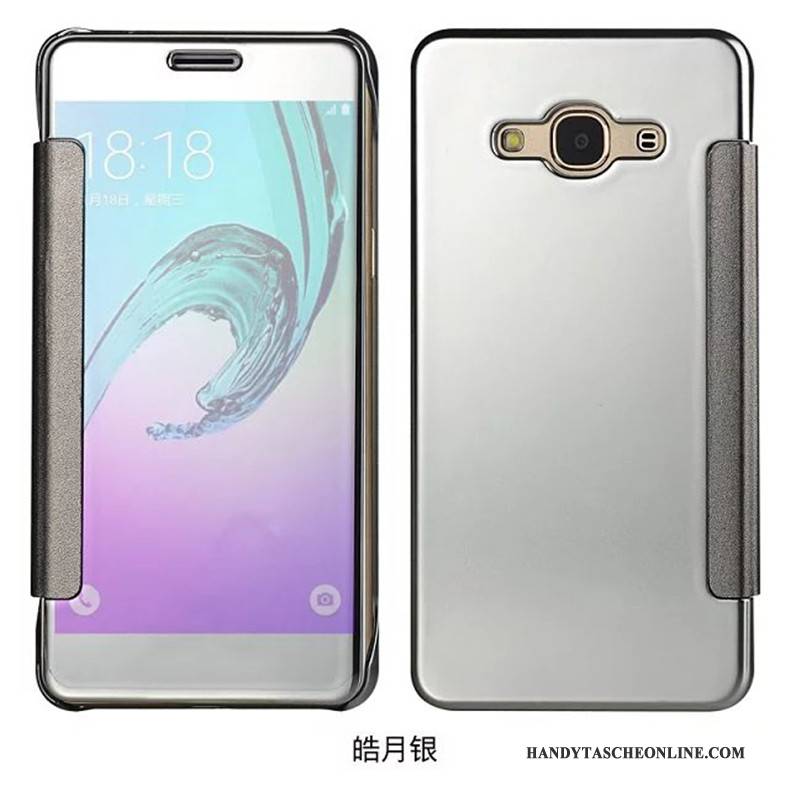 Hülle Samsung Galaxy J7 2016 Schutz Spiegel Anti-sturz, Case Samsung Galaxy J7 2016 Folio Handyhüllen Blau