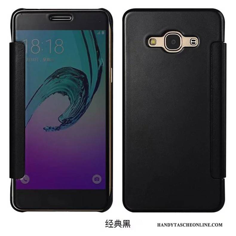 Hülle Samsung Galaxy J7 2016 Schutz Spiegel Anti-sturz, Case Samsung Galaxy J7 2016 Folio Handyhüllen Blau