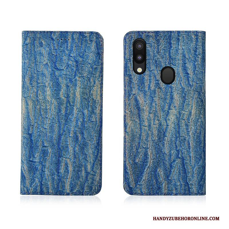 Hülle Samsung Galaxy M20 Leder Handyhüllen Anti-sturz, Case Samsung Galaxy M20 Lederhülle Bäume Nubuck