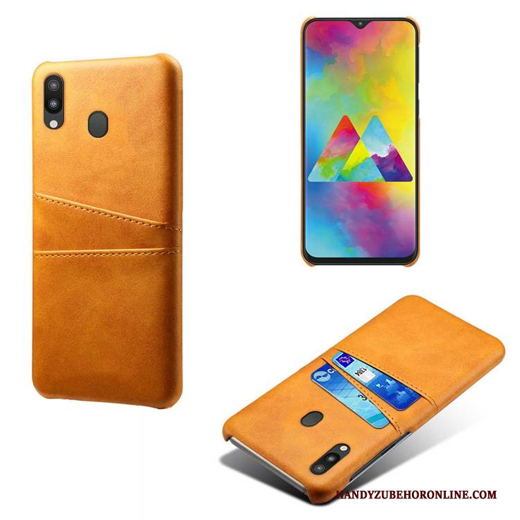Hülle Samsung Galaxy M20 Leder Muster Karte, Case Samsung Galaxy M20 Schutz Mini Anti-sturz