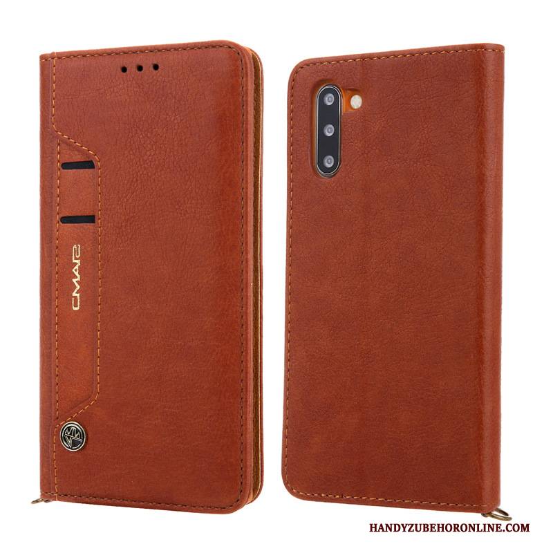 Hülle Samsung Galaxy Note 10 Lederhülle Blau Handyhüllen, Case Samsung Galaxy Note 10 Schutz