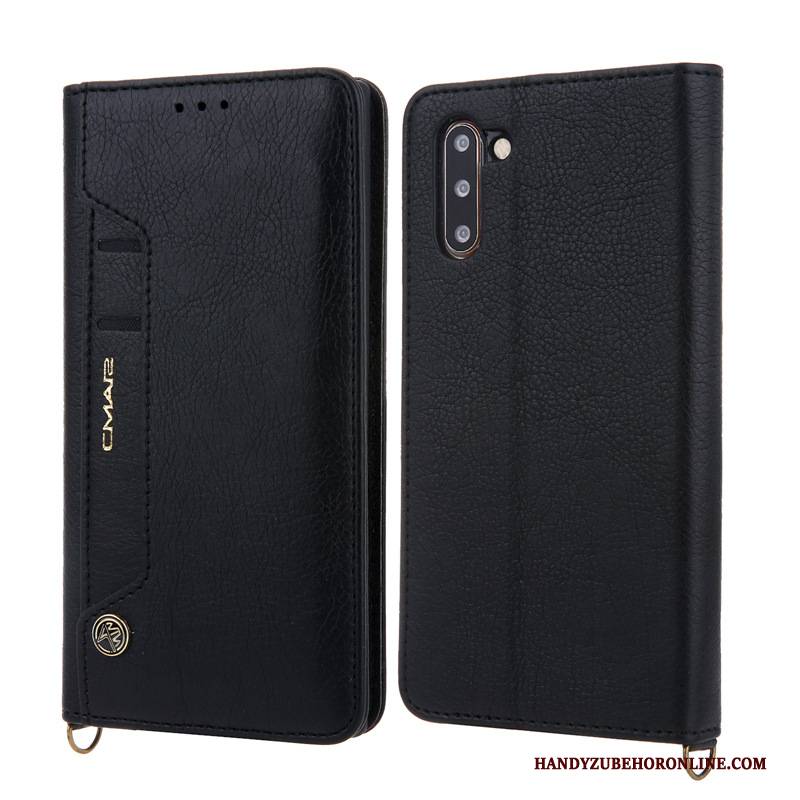 Hülle Samsung Galaxy Note 10 Lederhülle Blau Handyhüllen, Case Samsung Galaxy Note 10 Schutz
