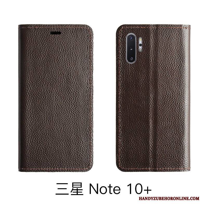 Hülle Samsung Galaxy Note 10 Lite Lederhülle Kuh Handyhüllen, Case Samsung Galaxy Note 10 Lite Folio Muster Litchi
