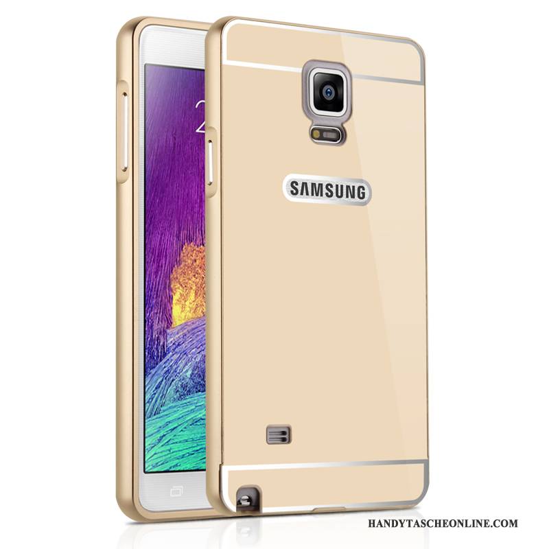 Hülle Samsung Galaxy Note 4 Metall Handyhüllen Anti-sturz, Case Samsung Galaxy Note 4 Schutz Spiegel Silber