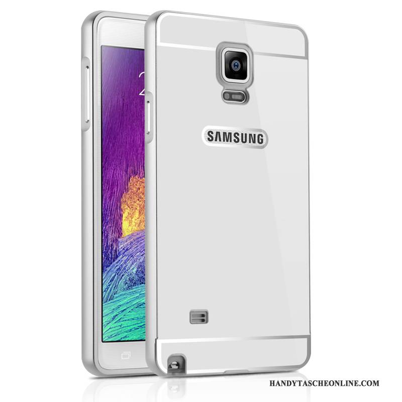 Hülle Samsung Galaxy Note 4 Metall Handyhüllen Anti-sturz, Case Samsung Galaxy Note 4 Schutz Spiegel Silber
