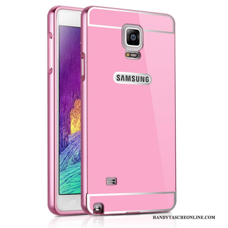 Hülle Samsung Galaxy Note 4 Metall Handyhüllen Anti-sturz, Case Samsung Galaxy Note 4 Schutz Spiegel Silber