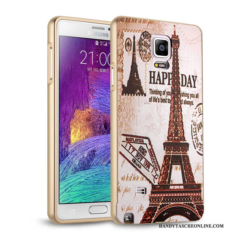 Hülle Samsung Galaxy Note 4 Metall Handyhüllen Anti-sturz, Case Samsung Galaxy Note 4 Schutz Spiegel Silber