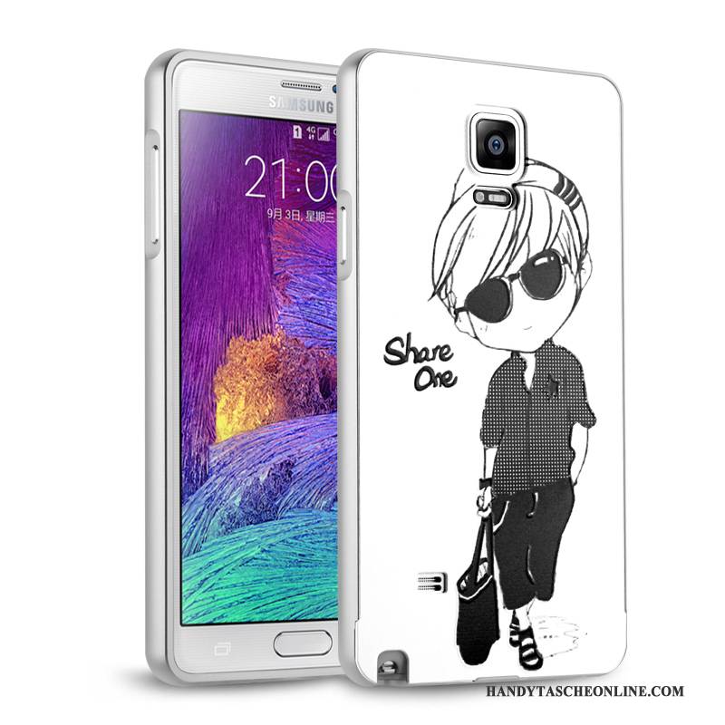Hülle Samsung Galaxy Note 4 Metall Handyhüllen Anti-sturz, Case Samsung Galaxy Note 4 Schutz Spiegel Silber