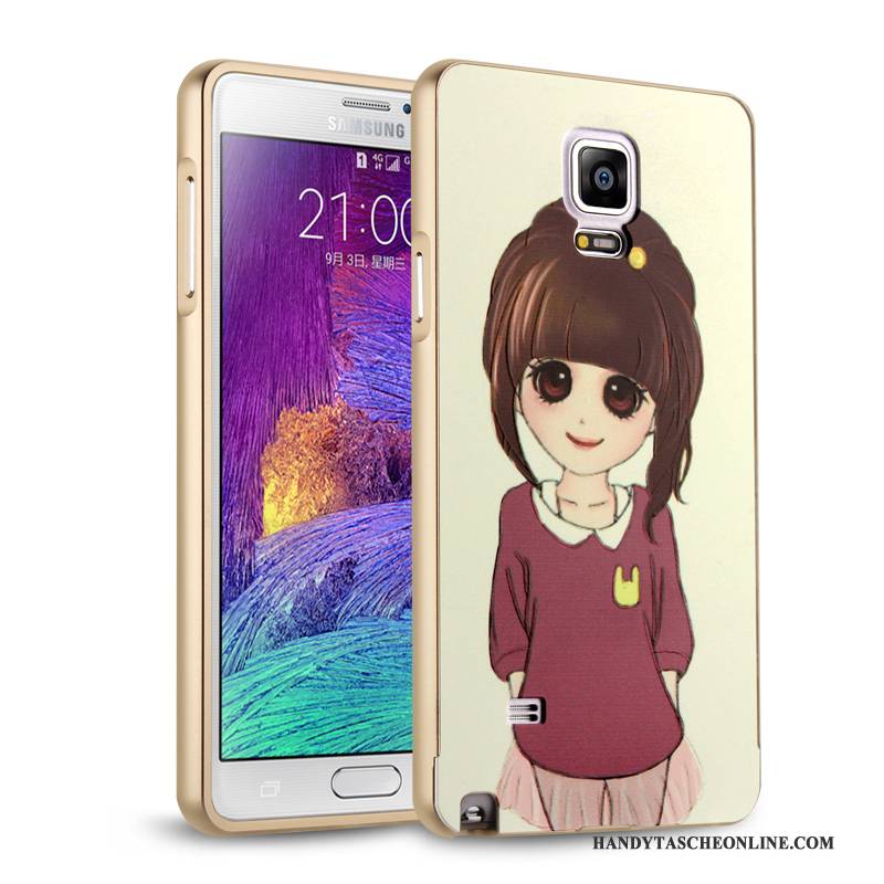 Hülle Samsung Galaxy Note 4 Metall Handyhüllen Anti-sturz, Case Samsung Galaxy Note 4 Schutz Spiegel Silber