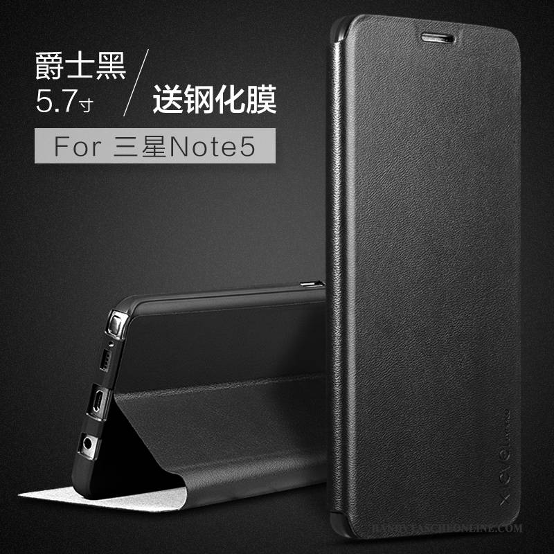 Hülle Samsung Galaxy Note 5 Folio Anti-sturz Karte, Case Samsung Galaxy Note 5 Lederhülle Schlank Grün