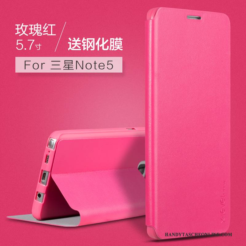 Hülle Samsung Galaxy Note 5 Folio Anti-sturz Karte, Case Samsung Galaxy Note 5 Lederhülle Schlank Grün