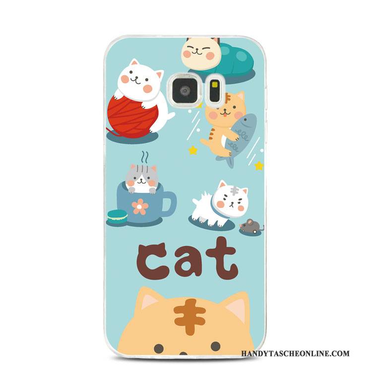 Hülle Samsung Galaxy Note 5 Halterung Handyhüllen Katzen, Case Samsung Galaxy Note 5 Silikon Blau