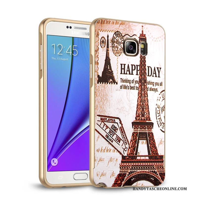 Hülle Samsung Galaxy Note 5 Metall Anti-sturz Gold, Case Samsung Galaxy Note 5 Schutz Spiegel Grenze