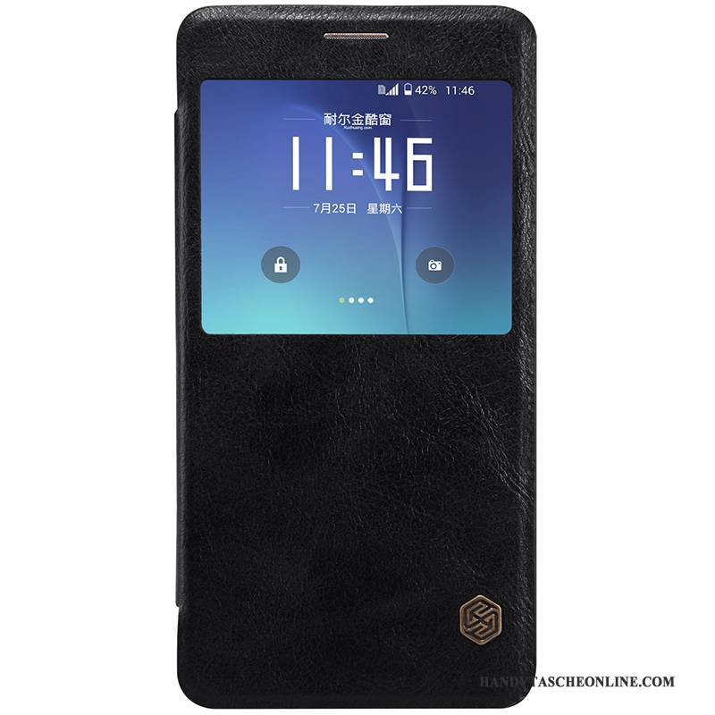 Hülle Samsung Galaxy Note 5 Schutz Handyhüllen Gold, Case Samsung Galaxy Note 5 Lederhülle Weiß