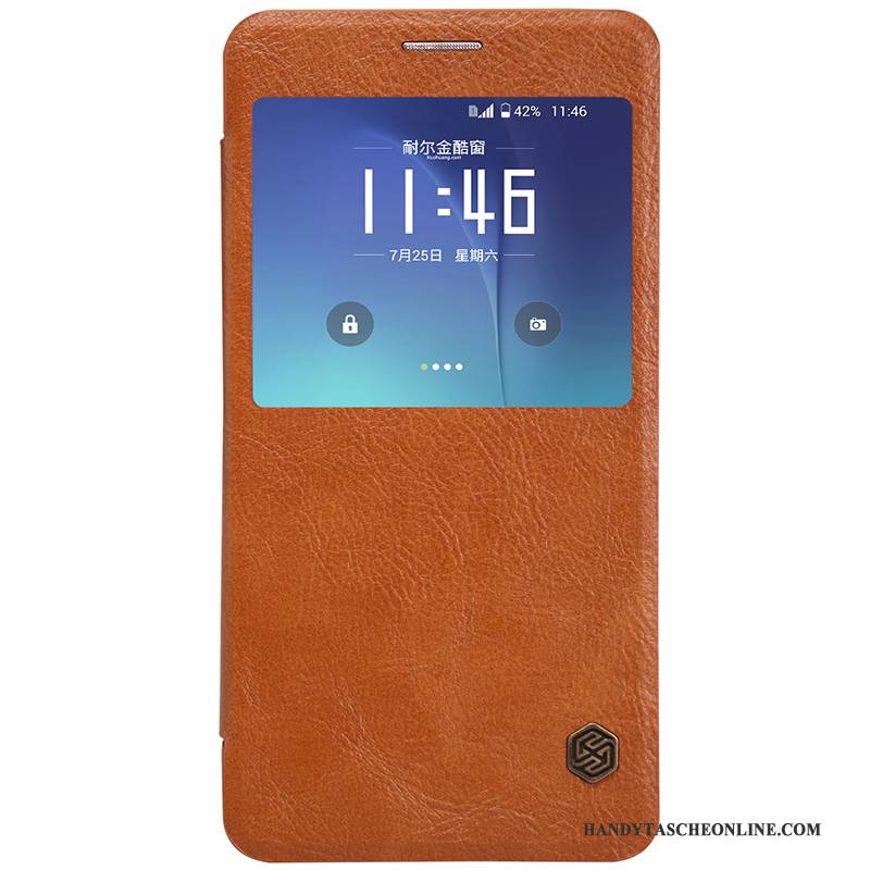 Hülle Samsung Galaxy Note 5 Schutz Handyhüllen Gold, Case Samsung Galaxy Note 5 Lederhülle Weiß