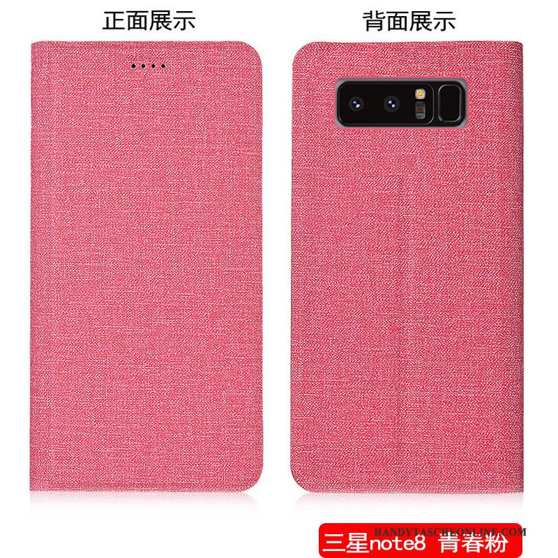 Hülle Samsung Galaxy Note 8 Folio Handyhüllen Baumwolle Und Leinen, Case Samsung Galaxy Note 8 Schutz Anti-sturz
