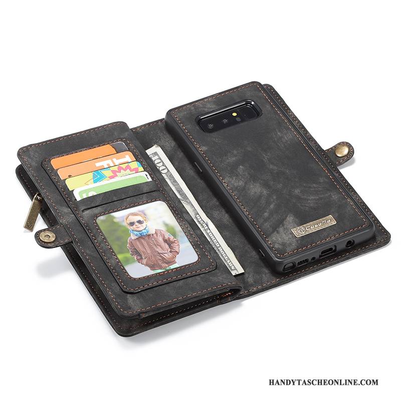 Hülle Samsung Galaxy Note 8 Folio Karte Handyhüllen, Case Samsung Galaxy Note 8 Geldbörse Rot Magnetismus