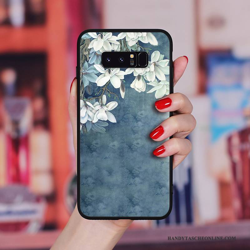 Hülle Samsung Galaxy Note 8 Kreativ Blumen Hängende Verzierungen, Case Samsung Galaxy Note 8 Silikon Handbemalte Hellblau