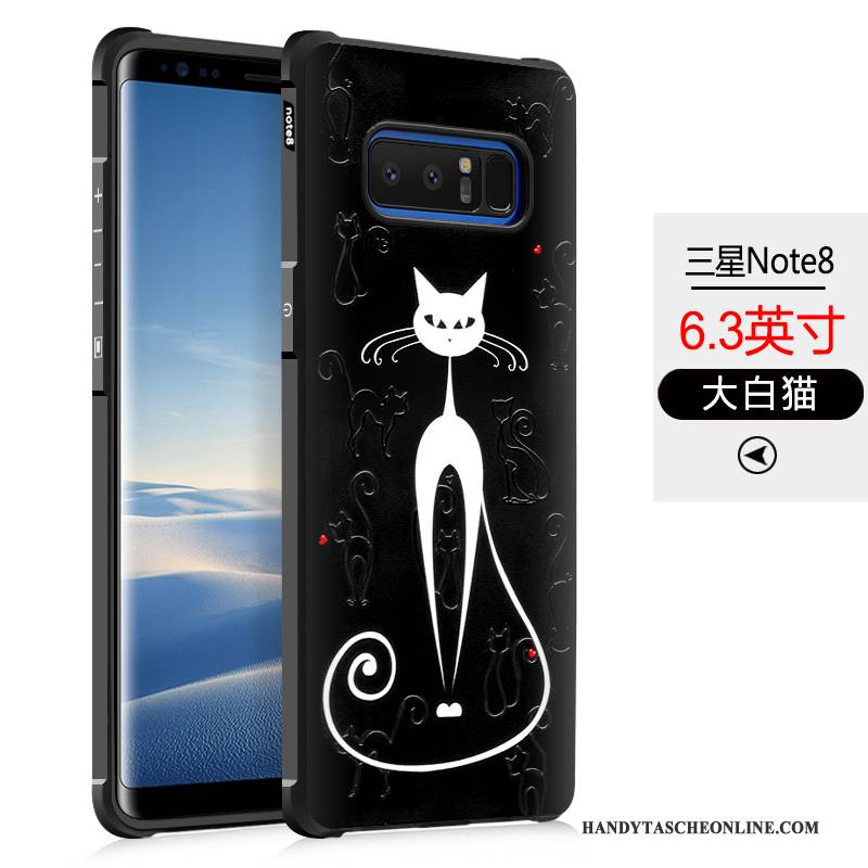 Hülle Samsung Galaxy Note 8 Taschen Persönlichkeit Schwarz, Case Samsung Galaxy Note 8 Weiche Trend Nubuck