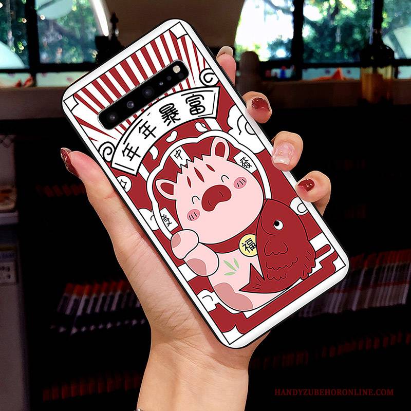 Hülle Samsung Galaxy S10 5g Gemalt Handyhüllen Netto Rot, Case Samsung Galaxy S10 5g Kreativ Stern Nette