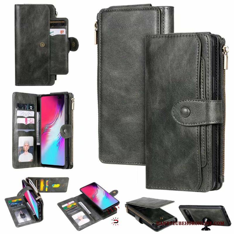 Hülle Samsung Galaxy S10 5g Retro Rot Handyhüllen, Case Samsung Galaxy S10 5g Lederhülle