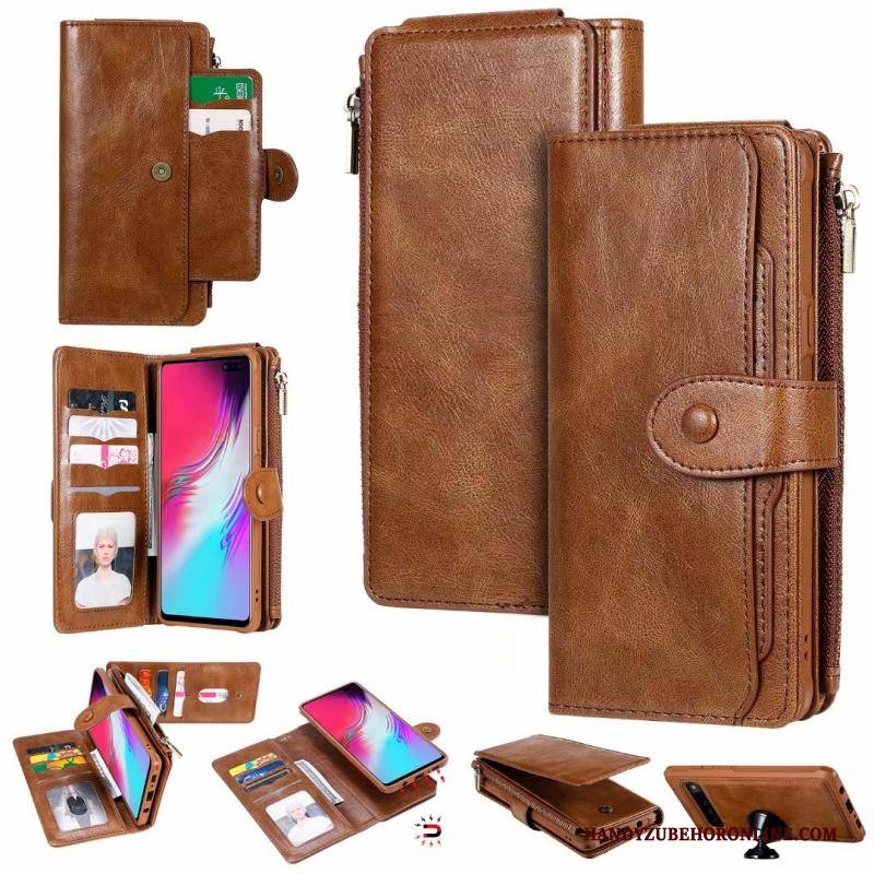 Hülle Samsung Galaxy S10 5g Retro Rot Handyhüllen, Case Samsung Galaxy S10 5g Lederhülle