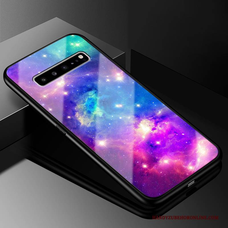 Hülle Samsung Galaxy S10 5g Taschen Handyhüllen Persönlichkeit, Case Samsung Galaxy S10 5g Schutz Dunkelblau Glas