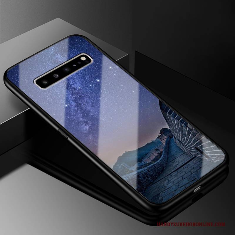Hülle Samsung Galaxy S10 5g Taschen Handyhüllen Persönlichkeit, Case Samsung Galaxy S10 5g Schutz Dunkelblau Glas