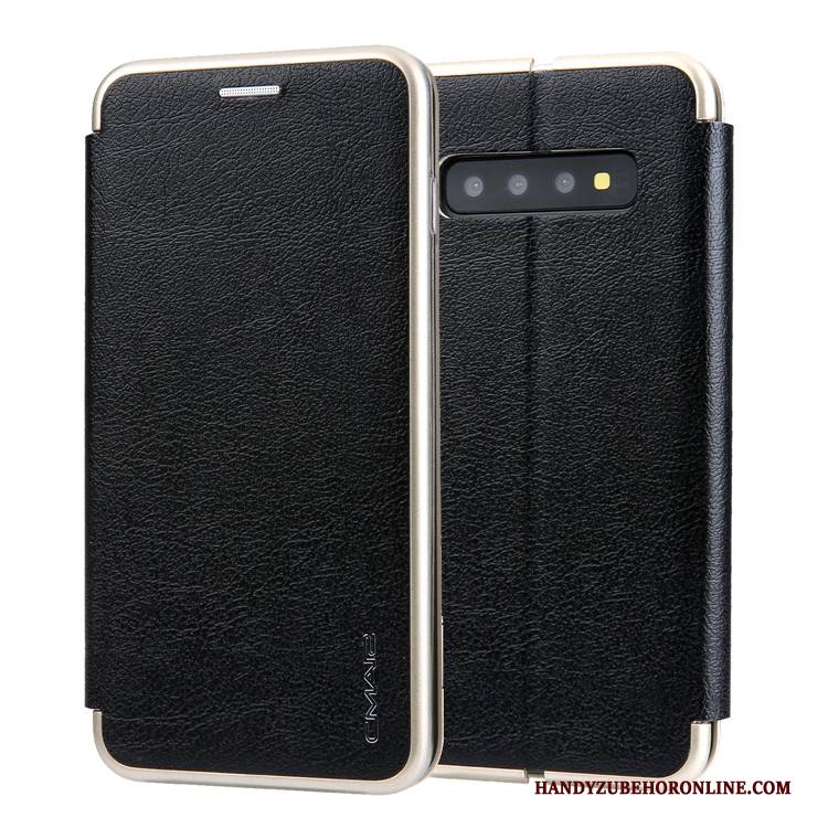 Hülle Samsung Galaxy S10+ Taschen Handyhüllen Anti-sturz, Case Samsung Galaxy S10+ Lederhülle Karte Grau