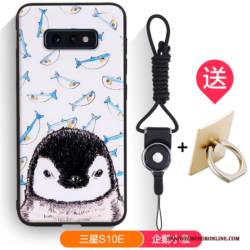 Hülle Samsung Galaxy S10e Silikon Schwarz Nubuck, Case Samsung Galaxy S10e Karikatur Trendmarke Handyhüllen