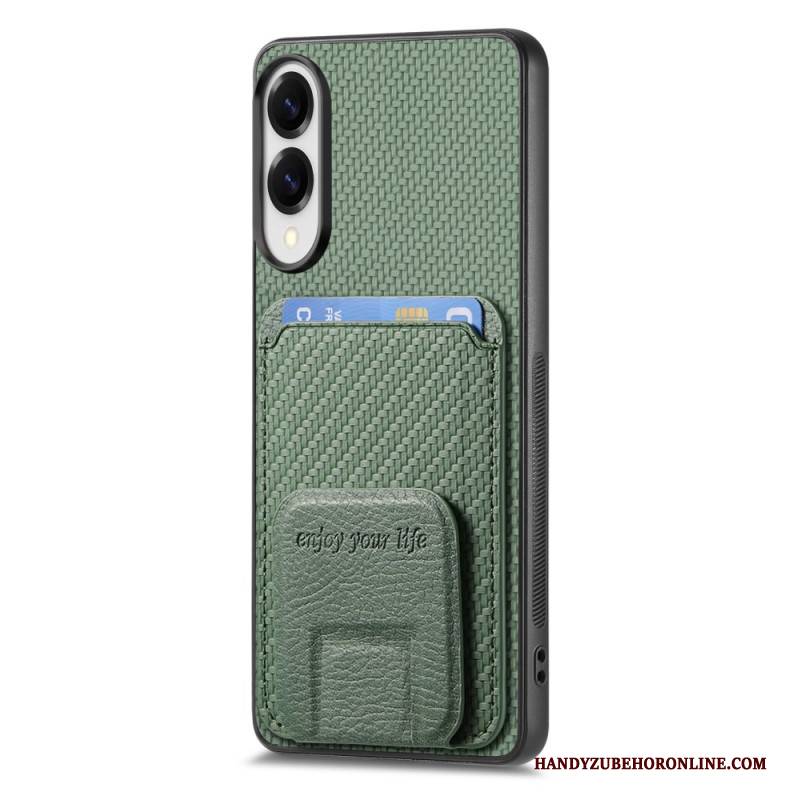 Hülle Samsung Galaxy S25 5g Edge Handyhülle Kartenhalter Mit Carbonfaser-textur Und Integriertem Ständer